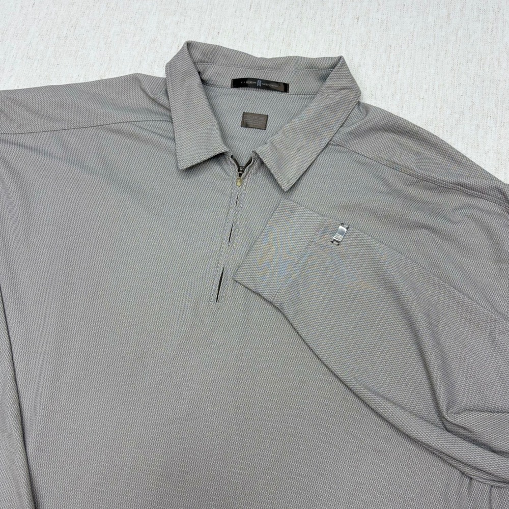 Tiger Woods Collection Mens 3XL Y2K Gray Quarter Zip Long Sleeve Golf Polo Nice!
